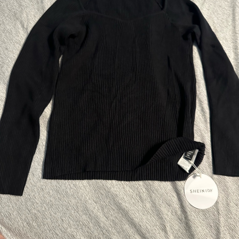 SHEIN Black Off-the-Shoulder Sweater PLUS SIZE